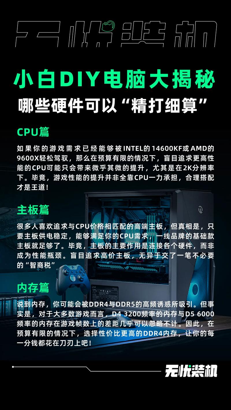 親自組裝電腦的益處及相關知識，含需求預算與硬件選擇