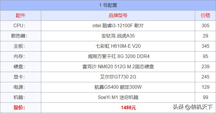 電腦配置單推薦 _ DIY裝機配置方案 _組裝電腦
